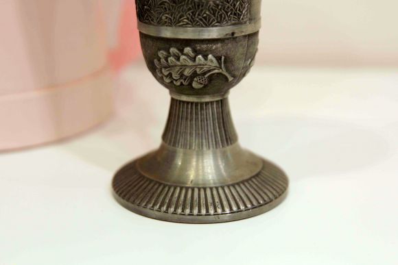 Винтажный кубок-бокал для пива из олова "Охота". Германия