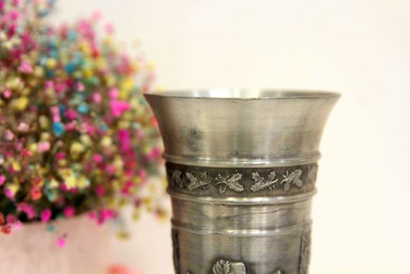 Винтажный кубок-бокал для пива из олова "Охота". Германия