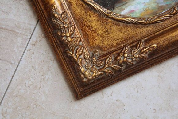 Антикварный натюрморт с цветами в раме. Европа. Начало 20 века