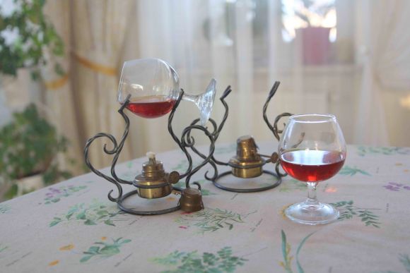 Антикварный коньячный набор с горелкой. начало 20 в.