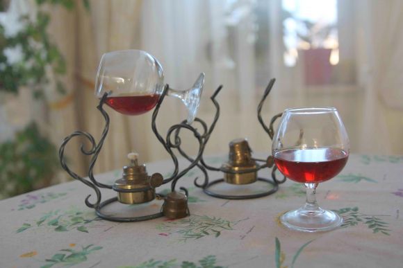 Антикварный коньячный набор с горелкой. начало 20 в.