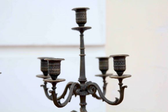 Огромные парные канделябры из бронзы.