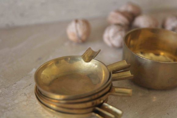 Старинные латунные маленькие тарелочки. Европа. Начало 20 века