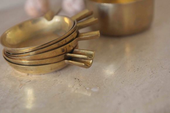 Старинные латунные маленькие тарелочки. Европа. Начало 20 века