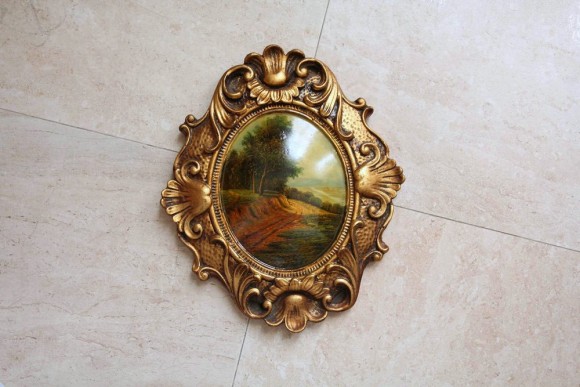 Антикварная пейзажная живопись на дереве. Европа. Начало 20 века