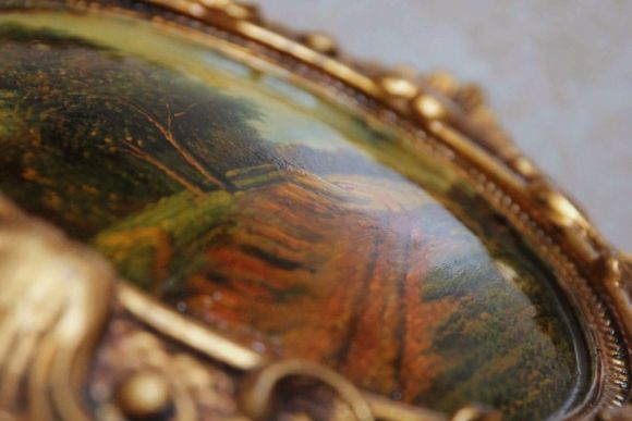 Антикварная пейзажная живопись на дереве. Европа. Начало 20 века