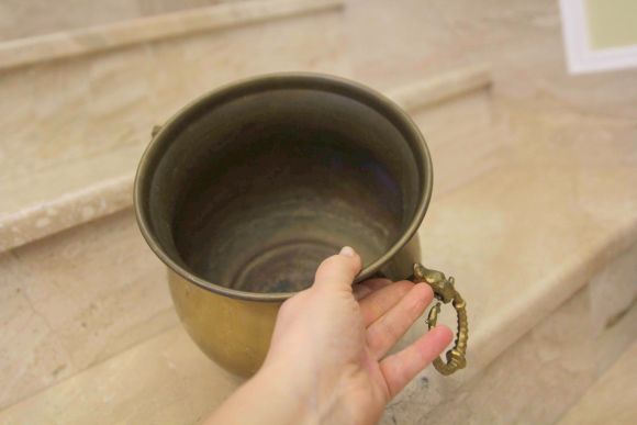 Винтажное кашпо с кольцами с ручками