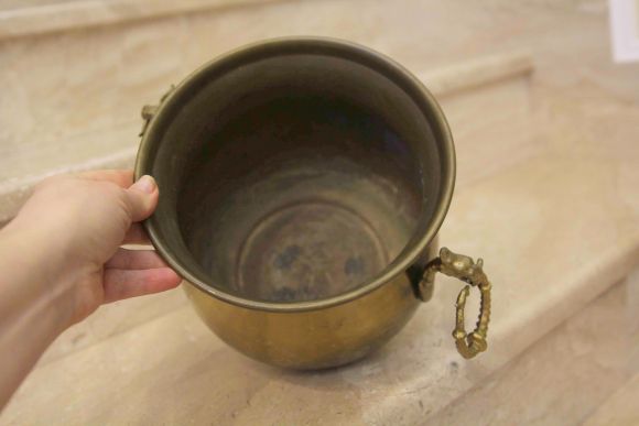 Винтажное кашпо с кольцами с ручками