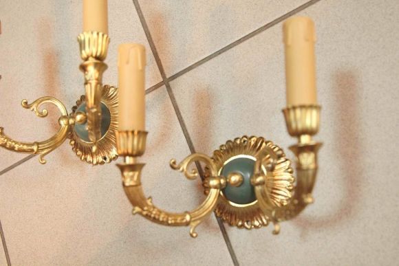 Пара антикварных бра на две свечи