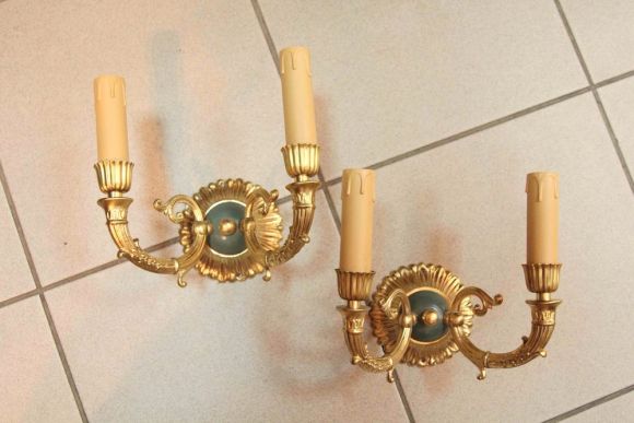 Пара антикварных бра на две свечи