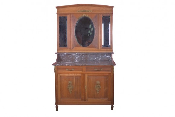 Антикварный комод из орехa в стиле Людовика XV с мраморной столешницей