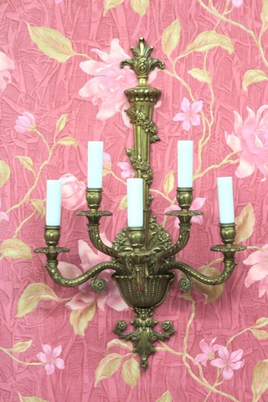 Огромное музейное бра на 5 свечей. Латунь 