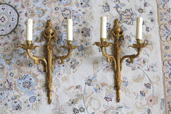 Антикварные большие бра на 2 свечи