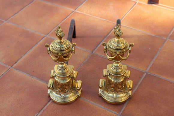 Таганы - подставки для дров в камин. Латунь. Антиквариат