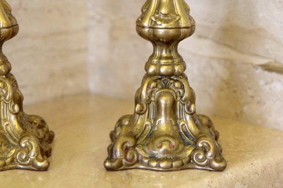 Пара очень красивых антикварных подсвечников в стиле Барокко. 19 в.