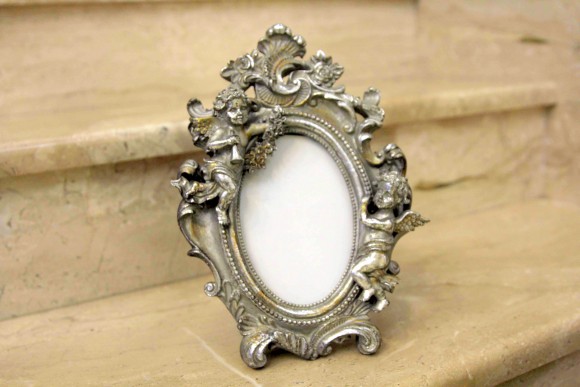 Винтажная рамка для фото с ПУТТИ В серебренной патине