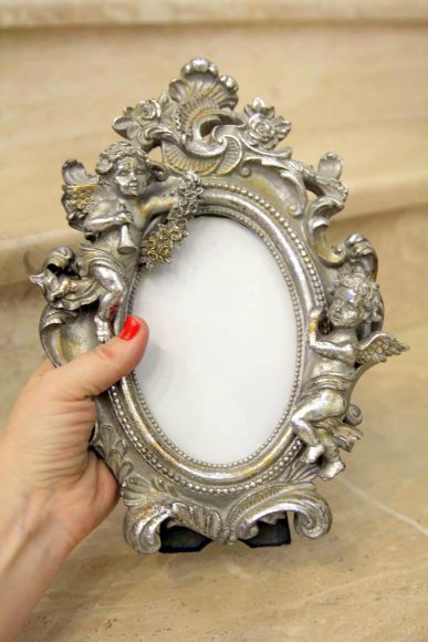 Винтажная рамка для фото с ПУТТИ В серебренной патине