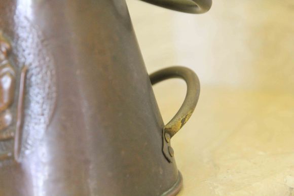 Медный старинный зольник с гравировкой. Европа. Конец 19 вв.