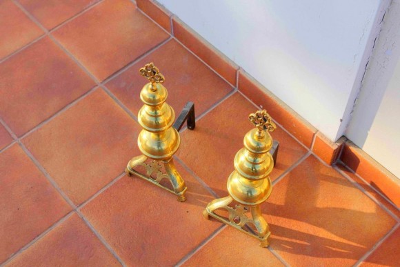 Старинные латунные таганы, подставки для дров в камин, Европа