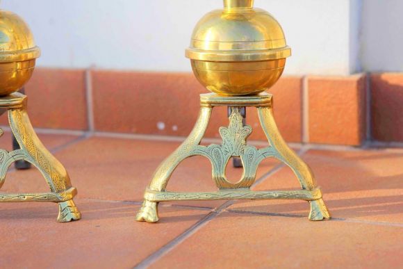 Старинные латунные таганы, подставки для дров в камин, Европа