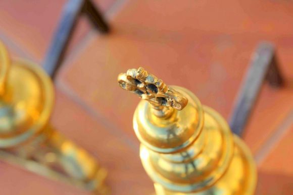 Старинные латунные таганы, подставки для дров в камин, Европа