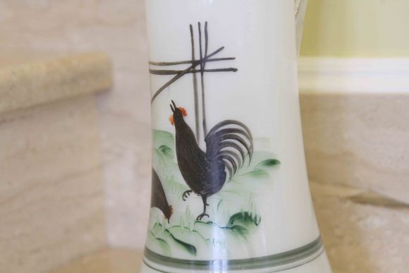 Изящный КУВШИН, ГРАФИН. Цветное МОЛОЧНОЕ стекло, РУЧНАЯ роспись! 