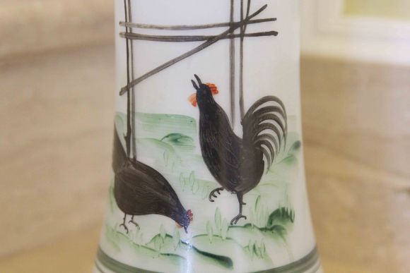 Изящный КУВШИН, ГРАФИН. Цветное МОЛОЧНОЕ стекло, РУЧНАЯ роспись! 