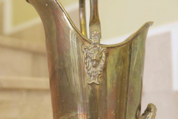 Старинный латунный зольник для камина или печи. Европа. Начало 20 века.