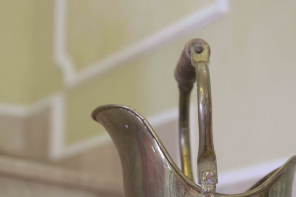 Старинный латунный зольник для камина или печи. Европа. Начало 20 века.