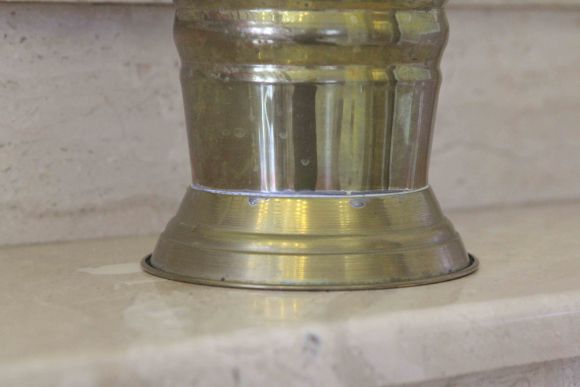 Старинный латунный зольник для камина или печи. Европа. Начало 20 века.