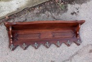 Старинная дубовая настенная полка-вешалка