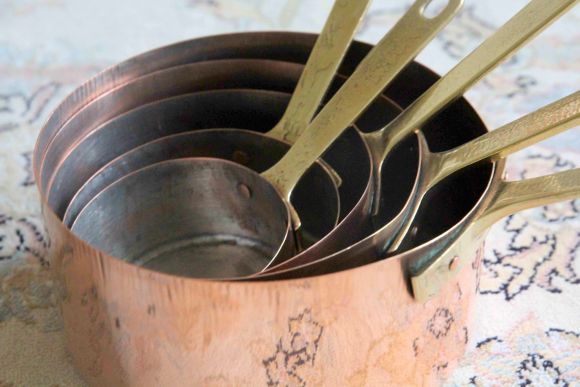 Настоящие старинные медные ковши - набор