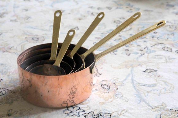 Настоящие старинные медные ковши - набор