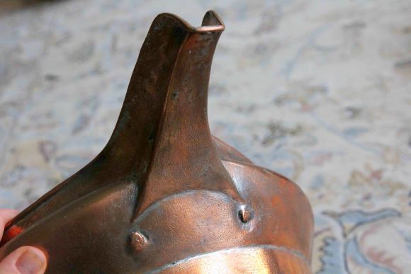 Медная старинная ендова в патине