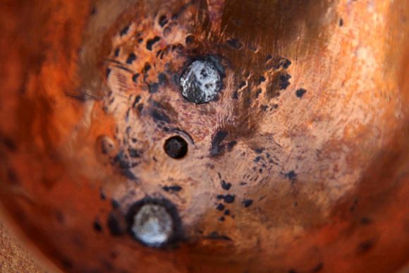 Антикварный медный совок с деревянной ручкой. Ручная работа