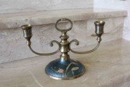 Старинный латунный подсвечник с росписью