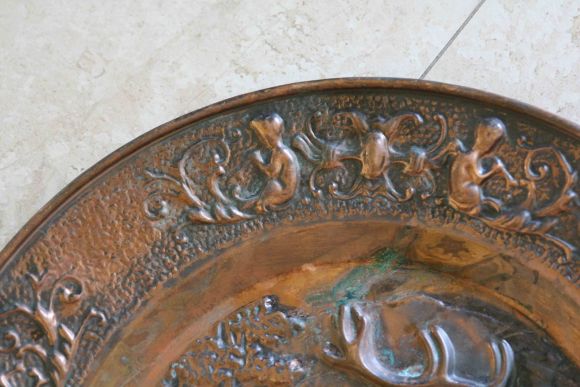 Медное панно ОХОТА в глубокой патине