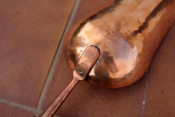 Антикварный, полностью медный совок для угля, золы или сыпучих продуктов