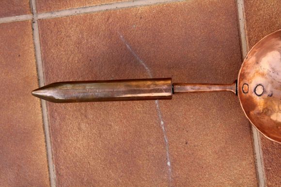 Антикварный, полностью медный совок для угля, золы или сыпучих продуктов