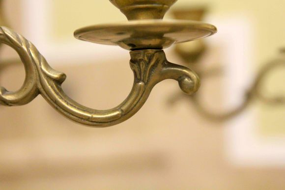 Пара огромных, антикварных подсвечников из латуни на 5 свечей.