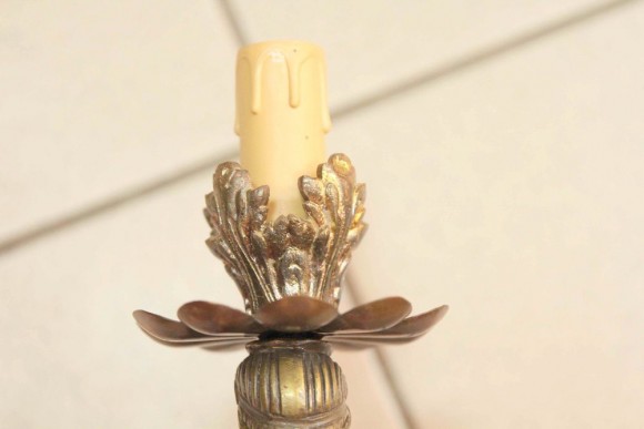 Парные винтажные бра с мальчиком из латуни