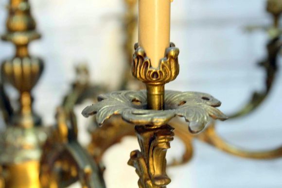 Огромная тяжелая бронзовая люстра. Винтаж. Середина 20 вв