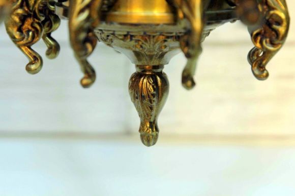 Огромная тяжелая бронзовая люстра. Винтаж. Середина 20 вв