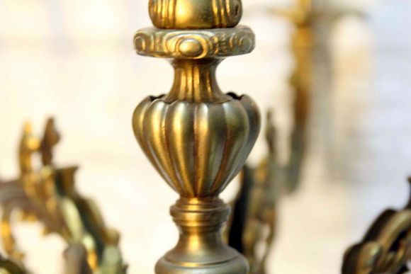 Огромная тяжелая бронзовая люстра. Винтаж. Середина 20 вв