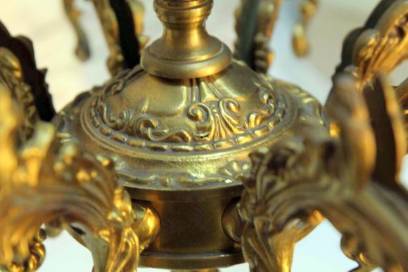 Огромная тяжелая бронзовая люстра. Винтаж. Середина 20 вв