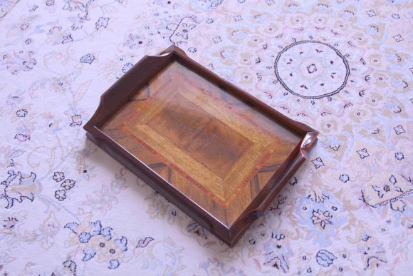 Старинный  сервировочный поднос Маркетри