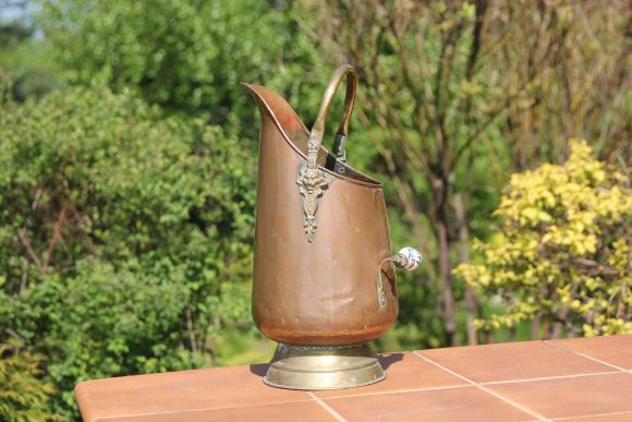 Большой медный зольник или зонтница для прихожей. Европа