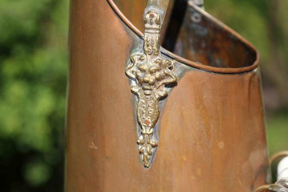 Большой медный зольник или зонтница для прихожей. Европа