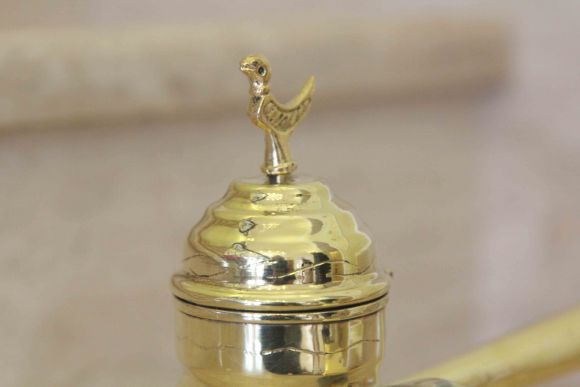 Старинная, латунная турка, джезва. Кофейник.