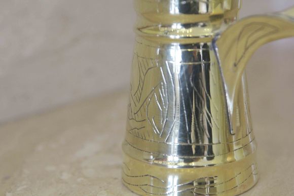 Старинная, латунная турка, джезва. Кофейник.